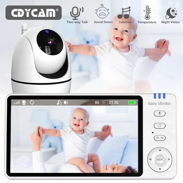 5 Inch Video Baby Monitor With Camera PTZ Zoom Babyphone Cam Security Protection Surveillance Cameras Temperature Sensor Lullaby