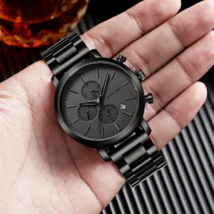 HANNAH MARTIN Brand Top Men Watch Black Stainless Steel Fashion Waterproof Sports Multifunctional Quartz Watch Relogio Masculino — image 3