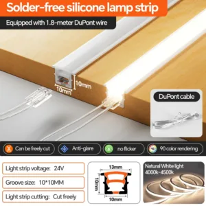 24V Neon LED Strip Light 2PIN Dupont Connector Cuttable 3-Color Optional Flexible for Kitchen Cabinet Closet Shelf Backlight — image 9