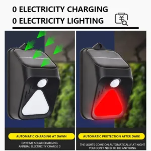 Waterproof Solar Powered Alarm Light Siren Remote Control Motion Sensor Detector Strobe Alarm Pet For Home Yard Outdoor Security — image 2