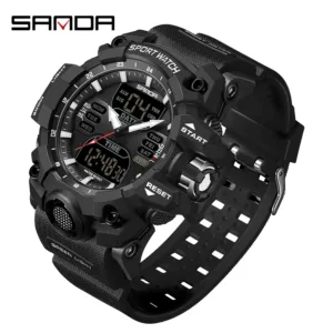 SANDA Luxury G Style Men's Electronic Watch Outdoor Sports LED Analog Digital Chronograph Military Dual Display 50M Waterproof — image 14