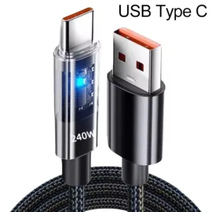 240W Nylon Cable USB Type C Super Fast Charging Cable For Samsung Xiaomi Huawei Honor LED Digital Display Fast Charger Data Cord — image 8