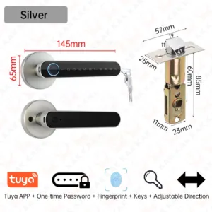 KAK Smart Fingerprint Door Lock Black Biometric Door Lock Password Keyless Entry Door Lock with Handle Security Door Hardware — image 8
