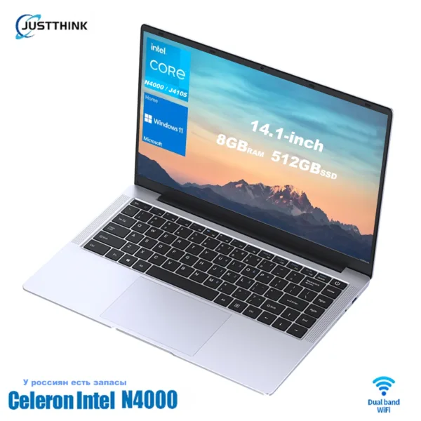 14.1-inch Lightweight Laptop 8GB RAM 256GB/512GB SSD Intel N4000 Windows 11Pro Adult Office Gaming Laptop Spot in Russia