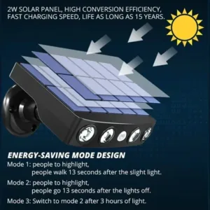 Powerful 4 LED Solar Security Lights Outdoor Decor Sensor Motion 3 Modes Street Waterproof Lamp Wall Night Work Light for Garden — image 5