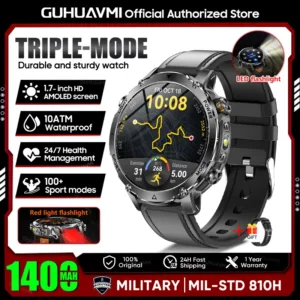 2026 New TANK Ultra 1400mAh Battery Military Smart Watch 10ATM Waterproof Heart Rate Tactical LED Flashlight Men Sports Bracelet — image 11