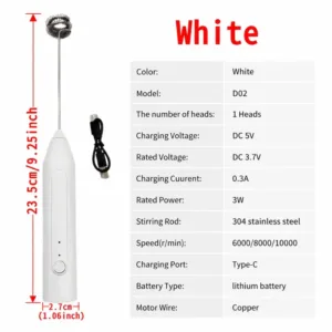 Wireless Milk Frother Electric Type-C Handheld Blender Stainless Steel Mini Coffee Maker Whisk Mixer For Coffee Cappuccino Cream — image 7