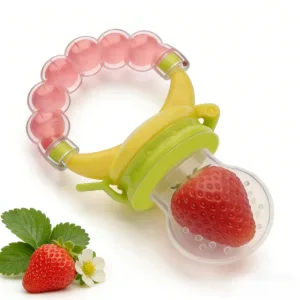 Baby Fruit Feeder Pacifier, Silicone Baby Food Feeder for Teething, BPA Free Infant Feeder Teether with Rattle, Fresh Fruit & Pu — image 4