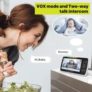 Babystar 5inch Video Baby Monitor with Remote Pan-Tilt-Zoom Camera and Audio.Two Way Talk VOX Mode Lullabies BabyPhone — image 5