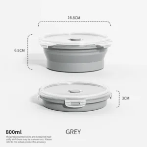 Collapsible Food Storage Containers Foldable Silicone Lunch Containers with Lids, Rectangle Collapsible Bowls Round Food Bowls — image 17