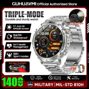 2026 New TANK Ultra 1400mAh Battery Military Smart Watch 10ATM Waterproof Heart Rate Tactical LED Flashlight Men Sports Bracelet — image 20