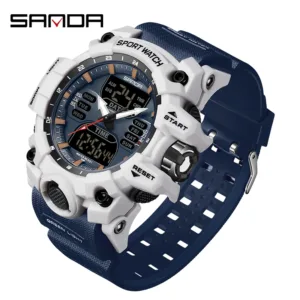 SANDA Luxury G Style Men's Electronic Watch Outdoor Sports LED Analog Digital Chronograph Military Dual Display 50M Waterproof — image 10
