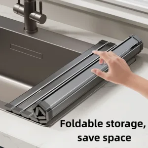Foldable Heavy Duty Roll-Up Dish Drainer Space Saving Adjustable Height Heat Resistant and Detachable Sink Storage Rack Withr — image 3