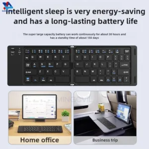 MINGCVIL Mini Foldable Wireless Keyboard Slim Portable Bluetooth Keyboard Rechargeable Folding Keyboard for IOS Windows Android — image 5