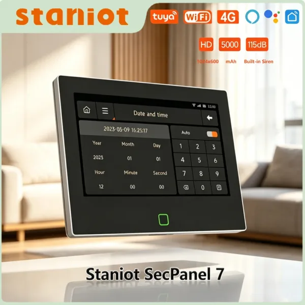 Staniot 7 Inch Touch Screen Smart Alarm Panel WiFi Tuya Home Security System 4G Remote App Control Wireless Home Burglar Alarm