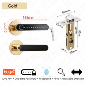KAK Smart Fingerprint Door Lock Black Biometric Door Lock Password Keyless Entry Door Lock with Handle Security Door Hardware — image 10