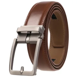 Men's Leather Belts Fashion Automatic Buckle Cowskin Male Belts Luxury Designer Black Brown 3.5cm — image 4