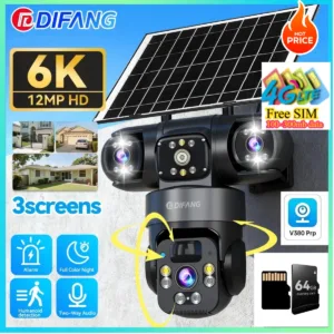 V380 Pro WiFi Triple Screens Solar Camera CCTV AOV 4G LTE Sim Card Video Surveillance Solar IP Camera PTZ 4G Security Protection — image 8