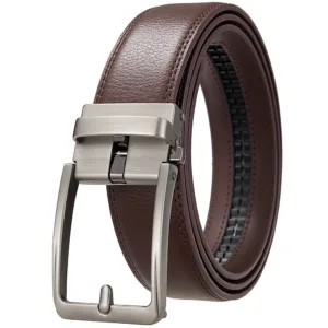 Men's Leather Belts Fashion Automatic Buckle Cowskin Male Belts Luxury Designer Black Brown 3.5cm — image 2