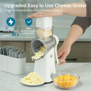 LMETJMA 5 in 1 Rotary Cheese Grater Shredder Kitchen Mandoline Vegetable Julienne Slicer Waffle Cutter Nut Chopper JT247 — image 22