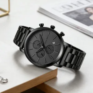 HANNAH MARTIN Brand Top Men Watch Black Stainless Steel Fashion Waterproof Sports Multifunctional Quartz Watch Relogio Masculino — image 6
