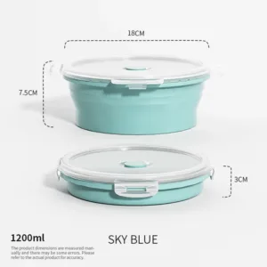 Collapsible Food Storage Containers Foldable Silicone Lunch Containers with Lids, Rectangle Collapsible Bowls Round Food Bowls — image 14