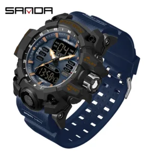 SANDA Luxury G Style Men's Electronic Watch Outdoor Sports LED Analog Digital Chronograph Military Dual Display 50M Waterproof — image 16