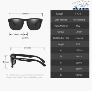 Okuma Polarized Sunglasses UV400 for Men and Women Outdoor Hunting, Fishing, Driving Bicycles, Sunglasses Optional Box — image 6