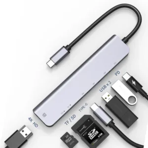 7 in 1 Type C USB 3.1 HDTV 4K 30Hz Video USB 3.0 USB2.0 SD TF Card Slot Reader Data USB-C PD Charging Hub Adapter for Macbook — image 3