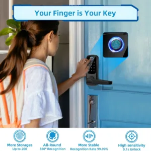 2026 Smart Fingerprint Door Lock App Control Keyless Digital Touchscreen Lock NFC IP67 Waterproof with 2 IC Cards — image 3