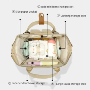 Fashion Mommy Backpack Large Capacity Diaper Bag Multifunctional Travel Baby Bag Maternity Backpack for Women Waterproof — image 3