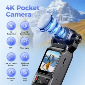 4K HD Portable Pocket Camera WIFI Video Recorder with Gimbal Handheld Stabilizer Body Camera for Outdoor Sports — image 2