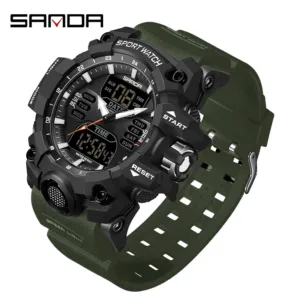SANDA Luxury G Style Men's Electronic Watch Outdoor Sports LED Analog Digital Chronograph Military Dual Display 50M Waterproof — image 15