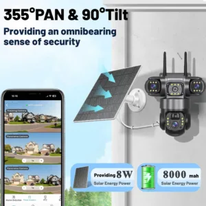 V380PRO 3 Lens WiFi Solar Camera 15MP 360 Outdoor Waterproof CCTV Night Vision Two-Way Audio Camera Mobile Tracking 4G IP Camera — image 5