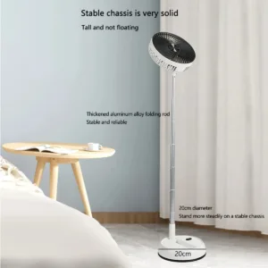 HOMEFISH Portable Oscillating Standing Fan with Remote Controller Foldable Rechargeable Battery Powered Pedestal Fan for Camping — image 3