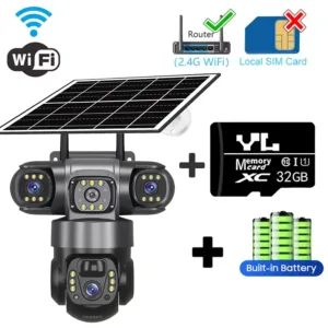 V380PRO 3 Lens WiFi Solar Camera 15MP 360 Outdoor Waterproof CCTV Night Vision Two-Way Audio Camera Mobile Tracking 4G IP Camera — image 10
