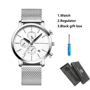 HANNAH MARTIN Brand Top Men Watch Black Stainless Steel Fashion Waterproof Sports Multifunctional Quartz Watch Relogio Masculino — image 11