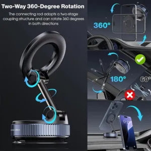 2026 New Vacuum Magnetic Phone Holder for Car - Suction Cup Phone Mount for MagSafe, 360° Rotatable Portable Strong Magnet Stand — image 2