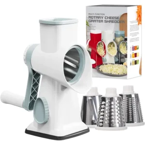 LMETJMA 3 in 1 Rotary Cheese Grater Versatile Manual Vegetable Slicer Peanut Nuts Grinder Cheese Vegetable Shredder Clear JT242 — image 7