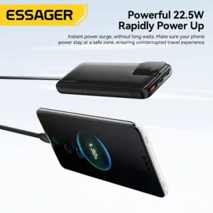Essager Portable Power Bank 20000mAh with Two Built-in Cables External Battery PD 22.5W Fast Charging For iPhone 17 16 15 Xiaomi — image 3