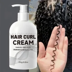 Strong Hold Curl Defining Cream with Argan Oil for Wavy Curls - Anti-Frizz Styling Cream for Long Lasting Bounce and Definition