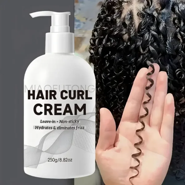 Strong Hold Curl Defining Cream with Argan Oil for Wavy Curls - Anti-Frizz Styling Cream for Long Lasting Bounce and Definition
