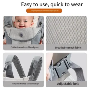 Ergonomic Newborn Kangaroo Wrap Easily Adjustable Hipseat Waist Belt Infant Strap Sling Breathable 4-In-1 — image 6