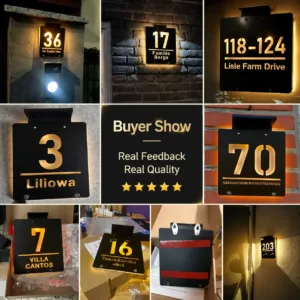 Personalized Solar LED House Number Outdoor 3D Cut Acrylic Door Plate Illuminated Door Number Solar Lights Outdoor Door Sign — image 6