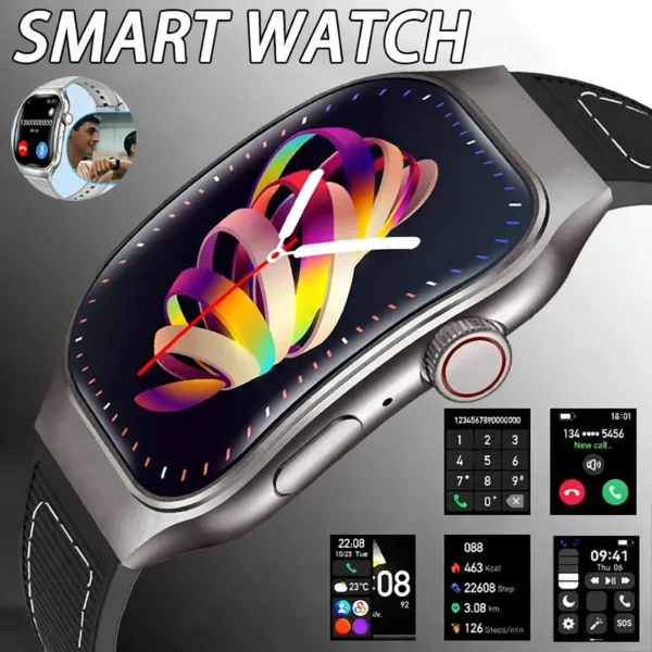 LAXASFIT New Bluetooth Call Smart Watch for Men 2.01" HD Curved Screen Sports Watch Health Monitor Smart Watch for Android iOS