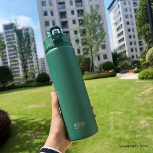Tyeso 600/750ML Stainless Steel Vacuum Flask With Straw Car Thermal Cup Sports Water Bottle Travel Insulated Cup Thermal Mug — image 22