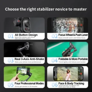 Axis Gimbal Stabilizer for Smartphone Foldable Handheld Phone Video Record Vlog Anti-Shake Stabilizer PTZ for iPhone Android — image 4