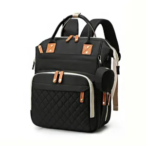 Fashionable Quilted Large-Capacity Backpack Mommy Bag; Multi-Functional Mommy Backpack for Traveling, Mother and Baby Bag; Lightweight Multi-Compartment Diaper Bag with Snack Pacif — image 7