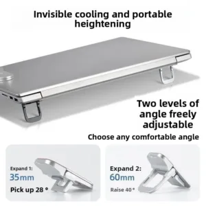 16PCS Foldable Laptop Stand Portable Metal Desktop Holder for Laptop Tablet and Phone Adjustable Stand for Work and Gaming — image 3