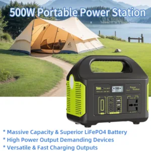500W Portable Power Station Eg010Li, 307/384/461Wh LiFePO4 Solar Generator with PD/QC3.0, 90W Solar Input for Home Outdoor Emerg